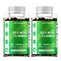 2 Pack  Irish Sea Moss Gummies - 3000 Mg - 60 Vegan Gummies - Made with Bladderwrack & Burdock Root - Seamoss Supplement for Thyroid, Energy, Immune Support